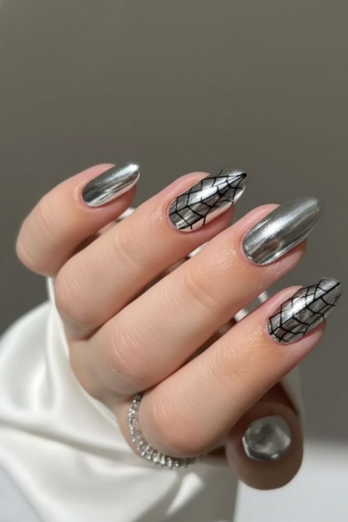 Chrome Spiderweb Nails