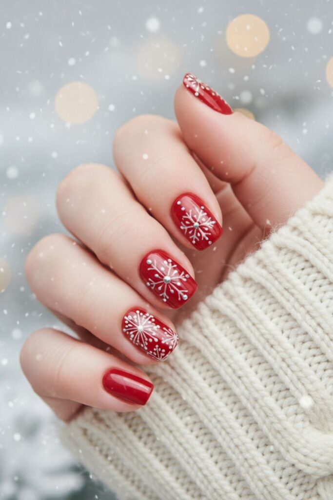 Snowflake Accent Nails
