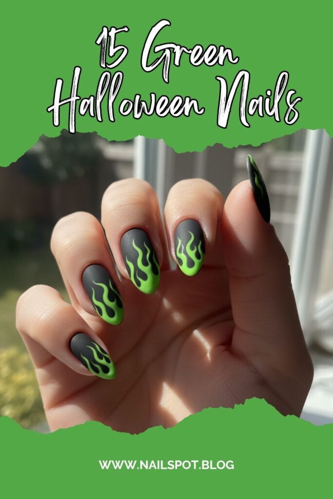 green Halloween nails 2025