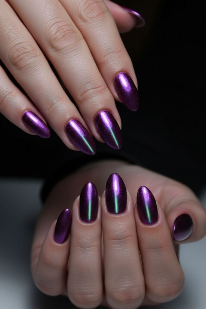 Cat Eye Chrome Nails