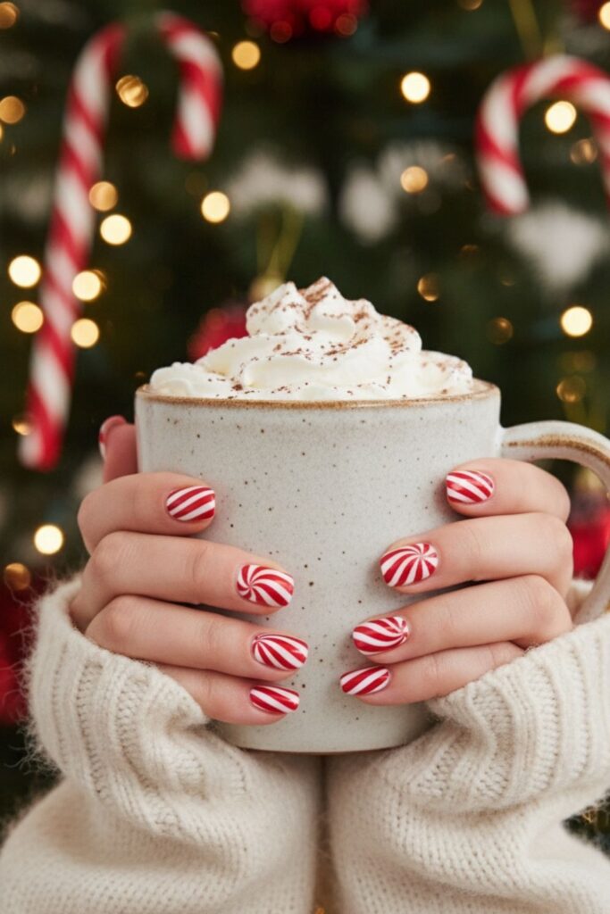 Candy Cane Stripe Nails
