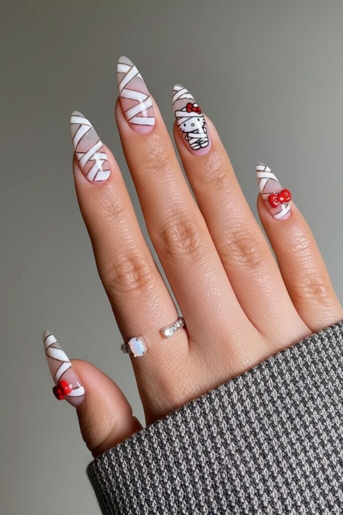 Mummy Wrap Hello Kitty Nails