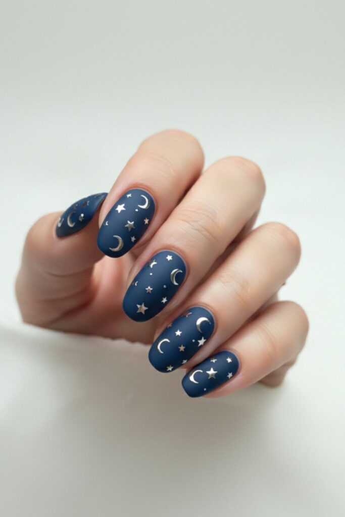 Blue Pumpkin Accent Nails