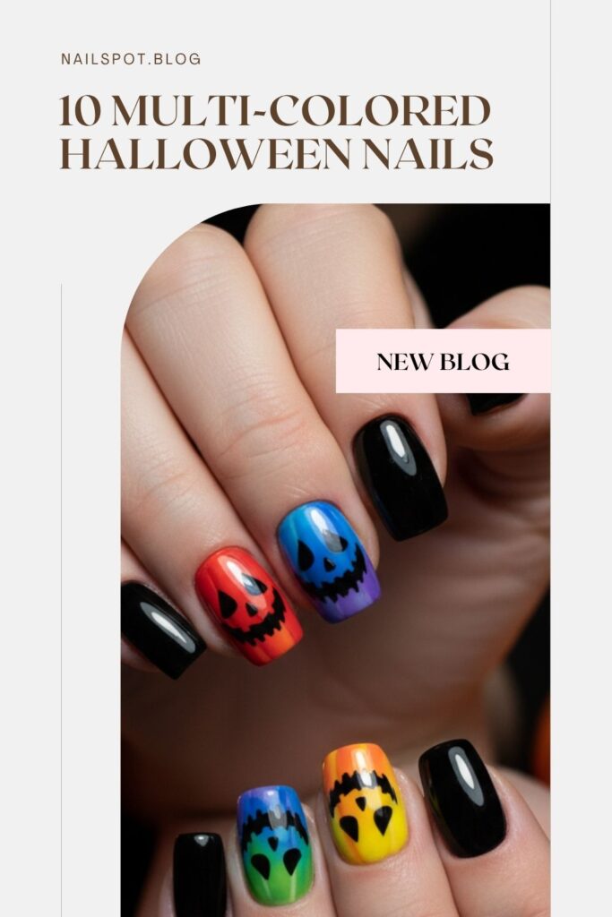 multi-colored Halloween nails