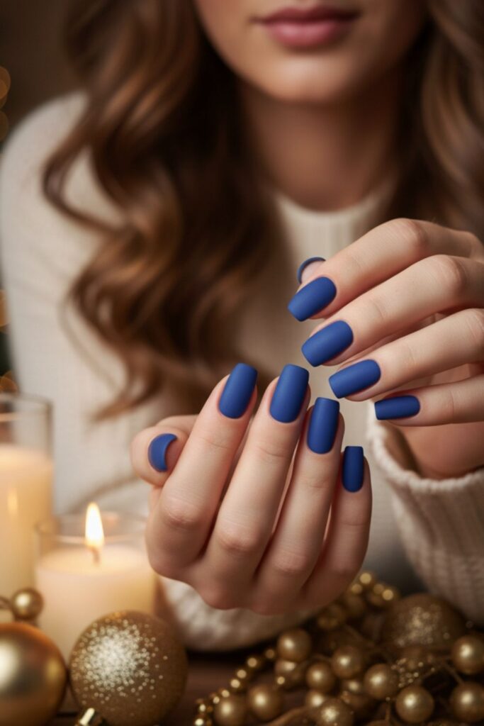 Blue and White Marble Nails