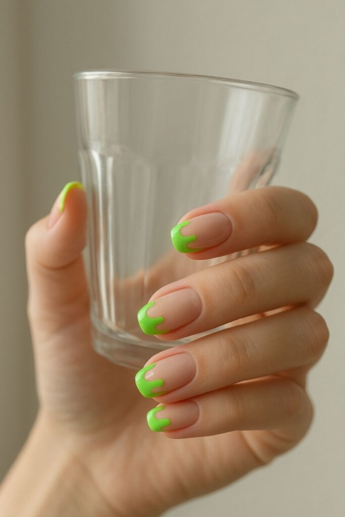 Slime French Tip Nails