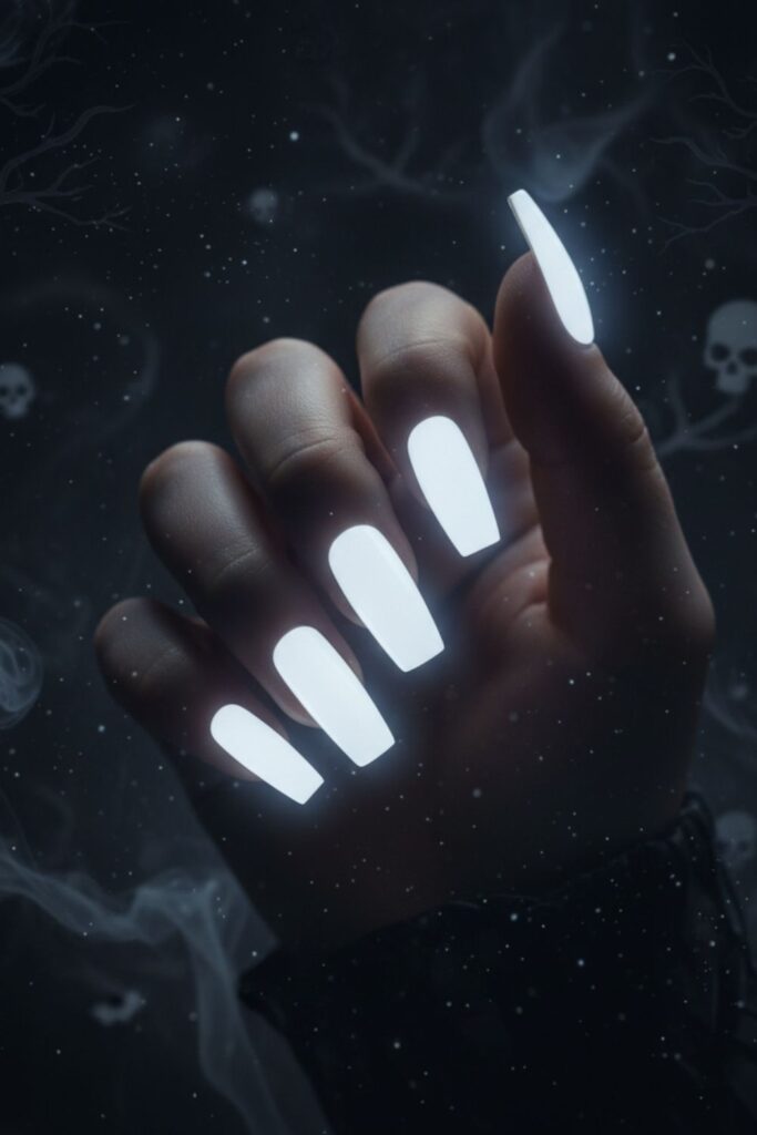 White Glow-in-the-Dark Nails