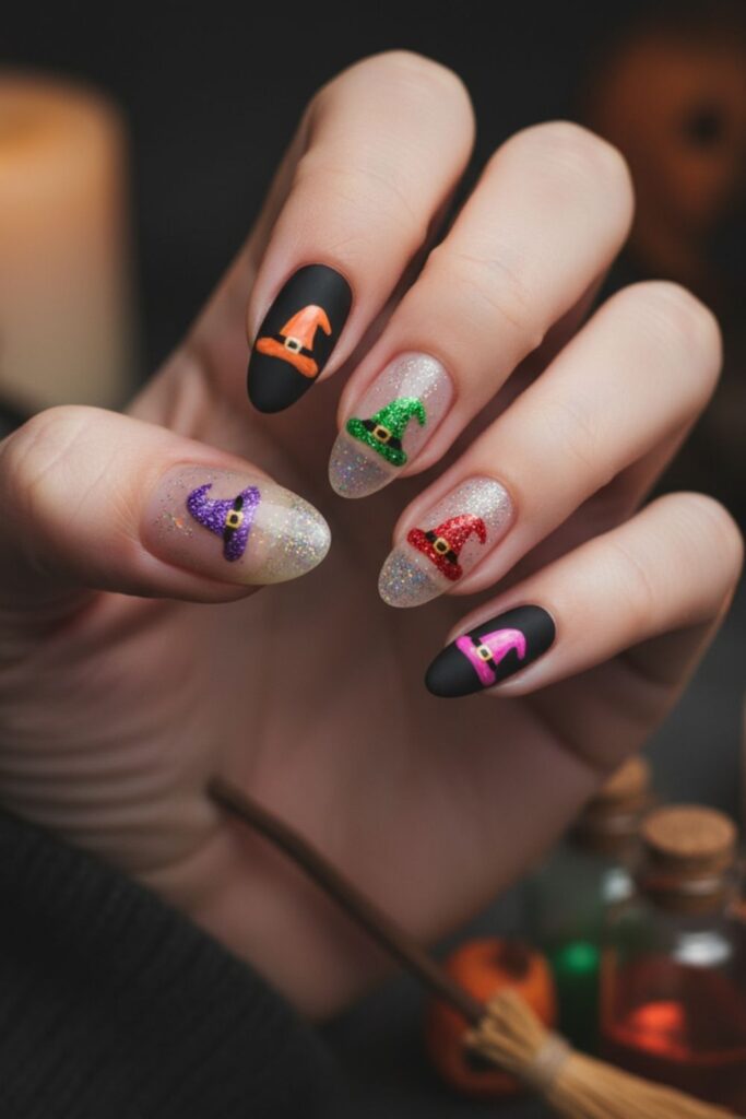 Multi-Colored Witch Hat Nails