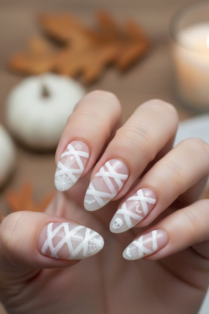 White Mummy Wrap Nails