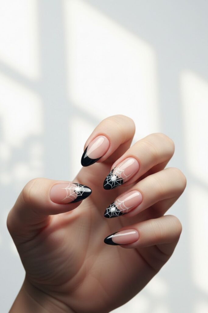 Cobweb French Tip Nails