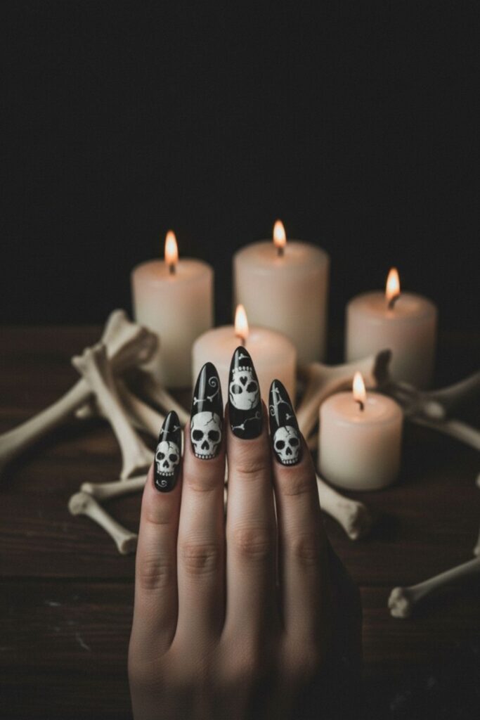 Scary Halloween Nails (Skulls)