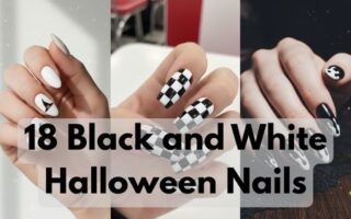 black and white Halloween nails