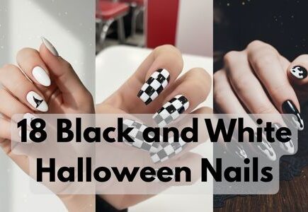 black and white Halloween nails