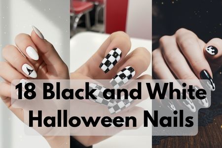black and white Halloween nails