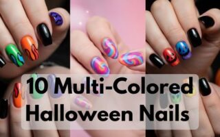 multi-colored Halloween nails