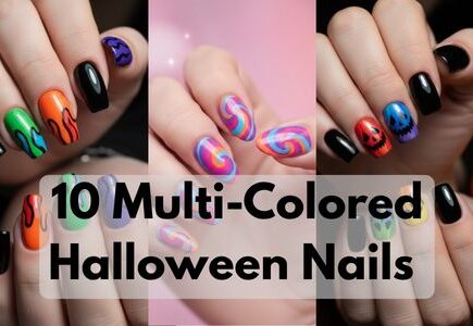 multi-colored Halloween nails