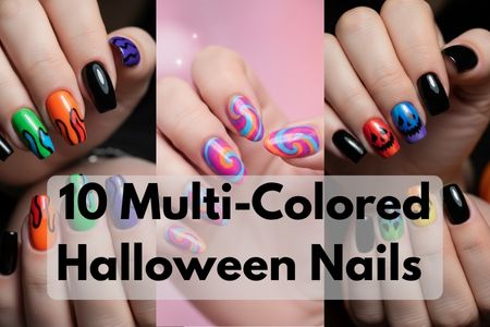 multi-colored Halloween nails
