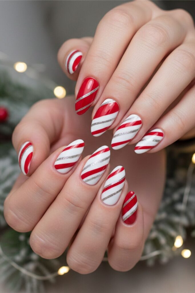 Candy Cane Cheer Nails