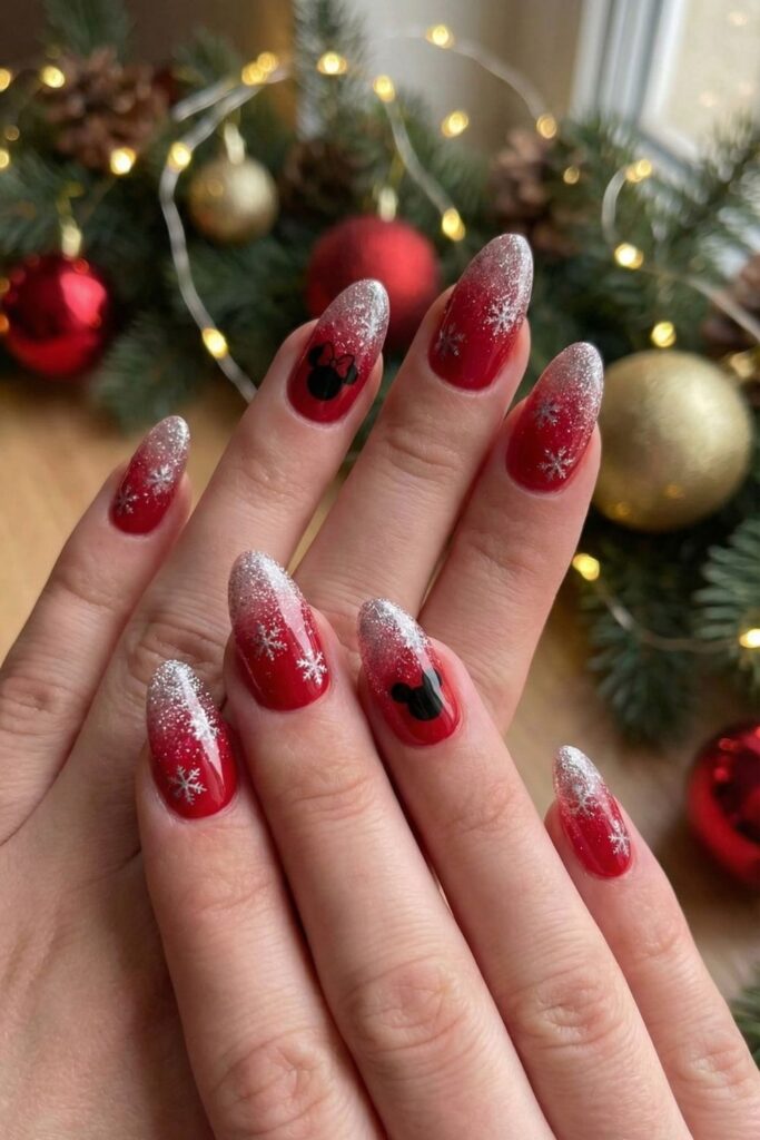 Mickey & Minnie Winter Wonderland Nails