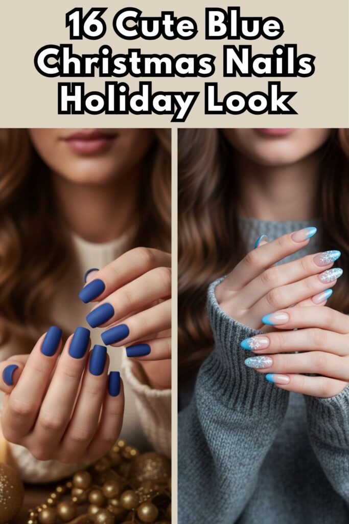 blue christmas nails