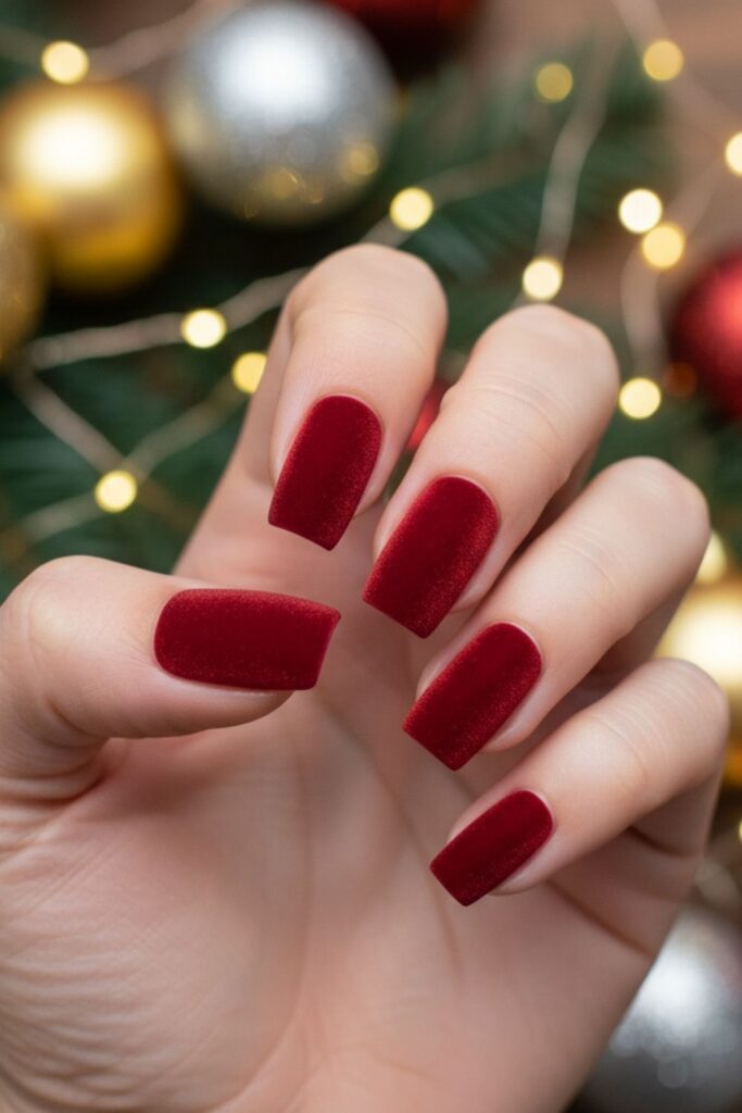Red Velvet Square Tip Nails