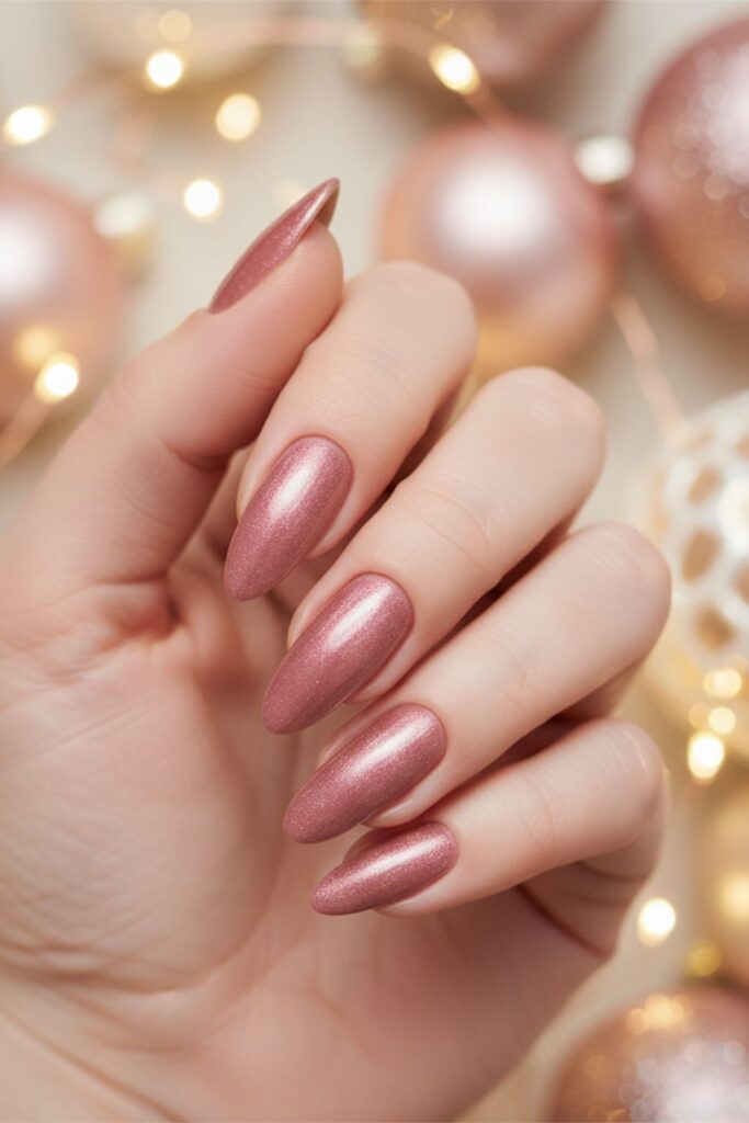 Dusty Rose Sparkle Nails