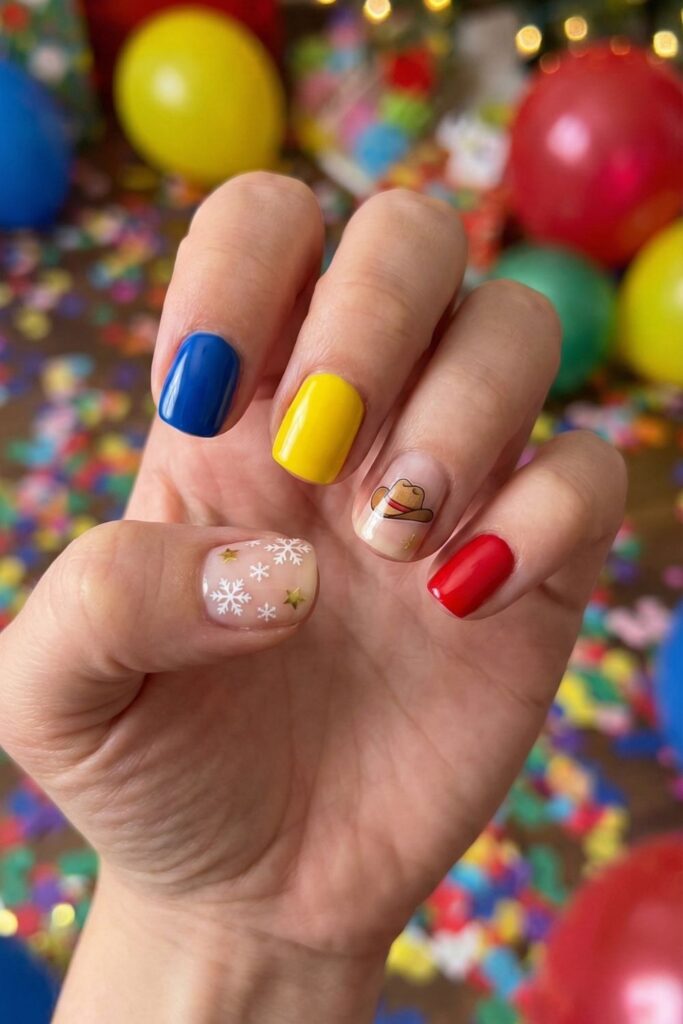 Toy Story Holiday Block Party Nails