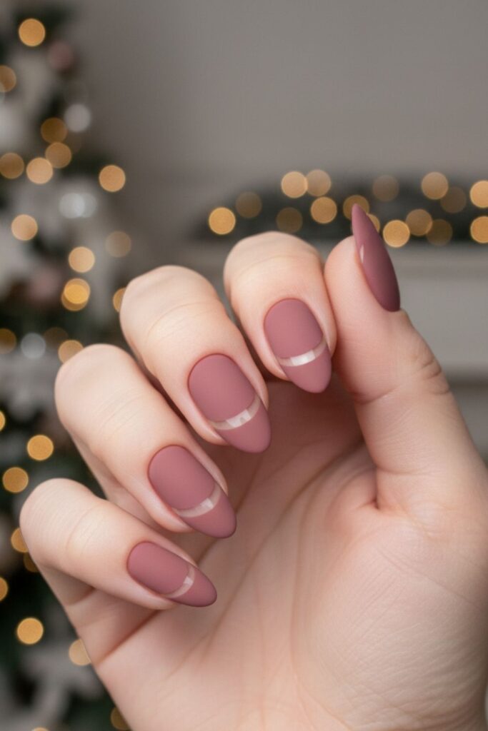 Dusty Rose Half-Moon Nails