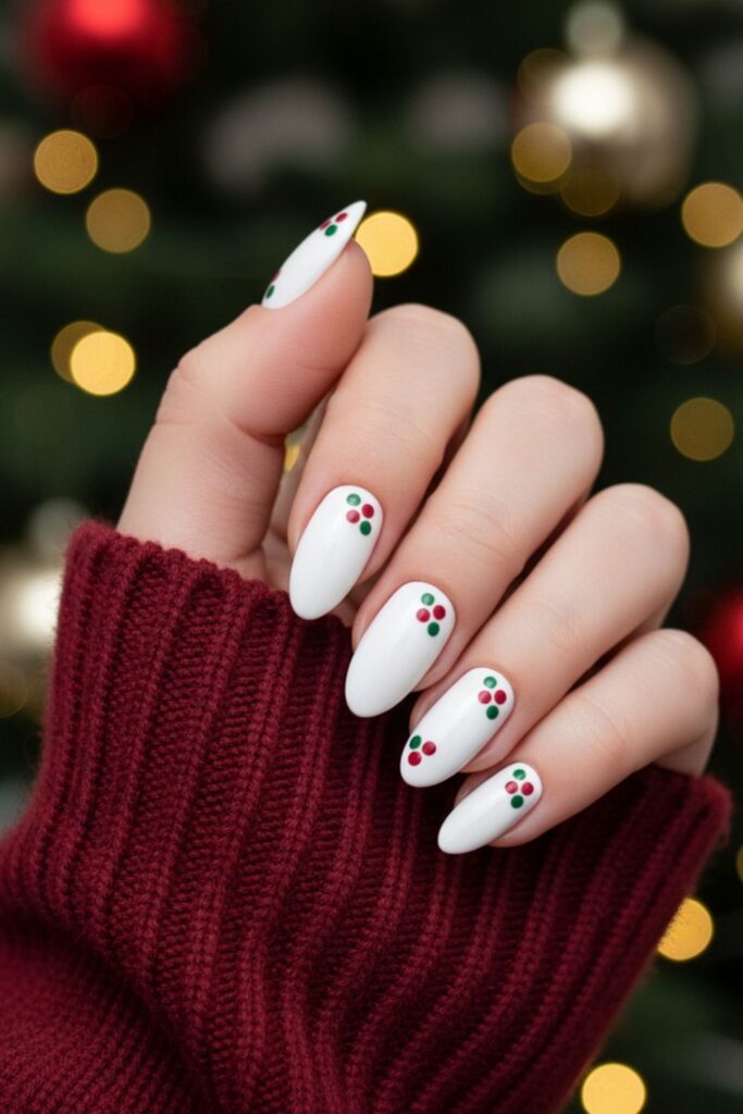 Holly Berry & Evergreen Dots Nails
