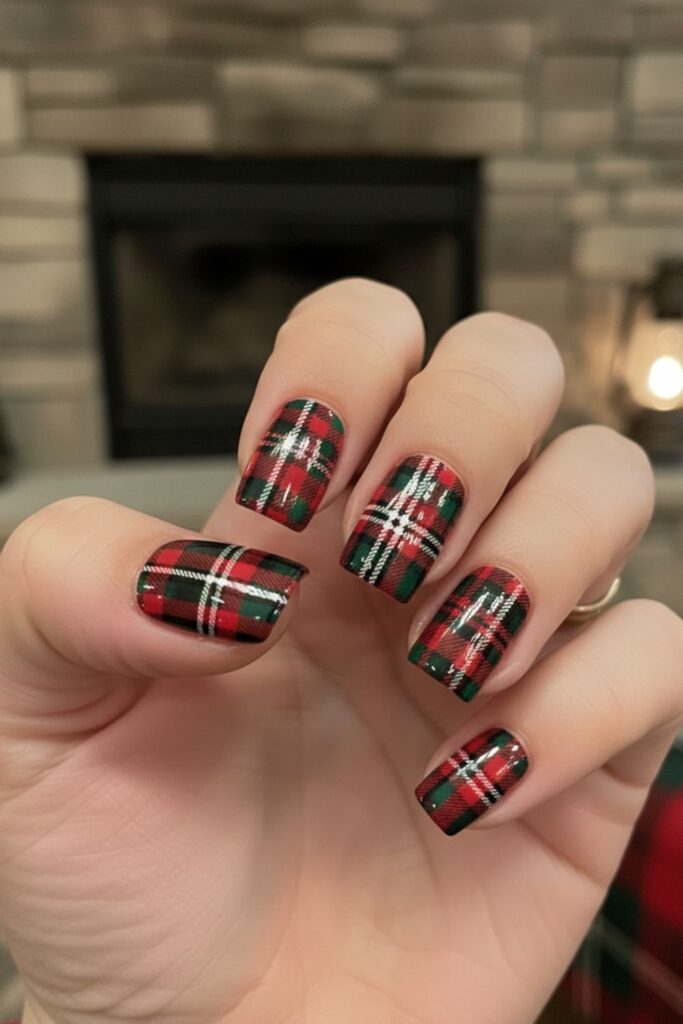 Plaid Flannel Accent Nails