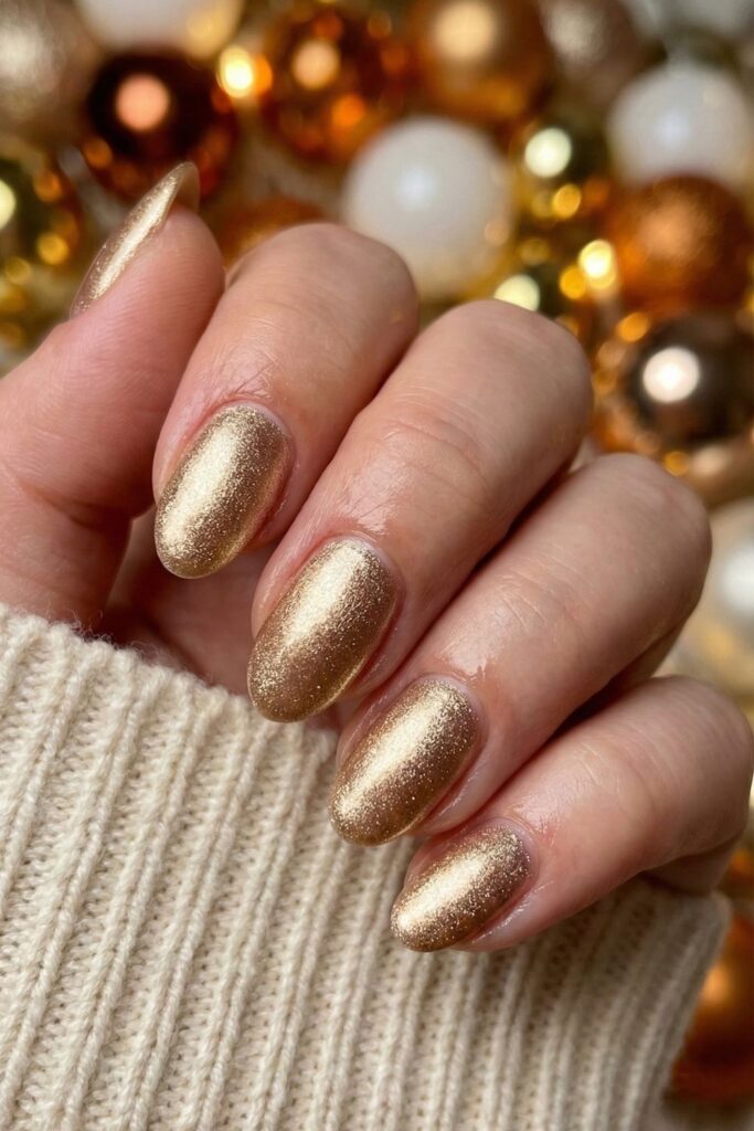 Champagne Gold Shimmer Nails