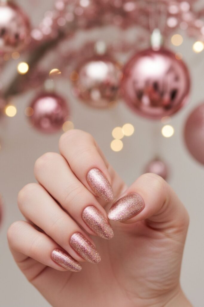 Rose Gold Almond Nails