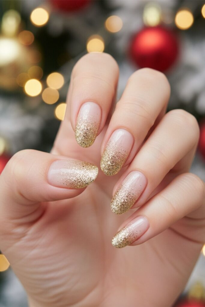 Champagne Glitter Ombre Nails