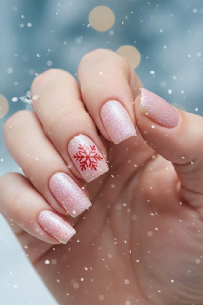 Glittery Pink Base Nails