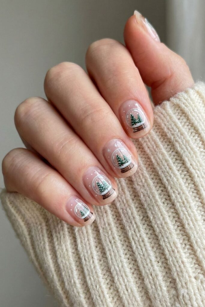 Snow Globe Micro-Designs Nails