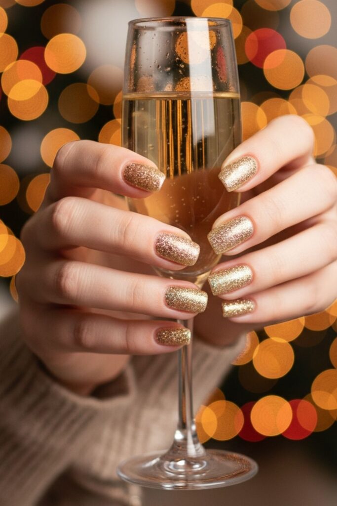 Champagne Glitter All Over Nails