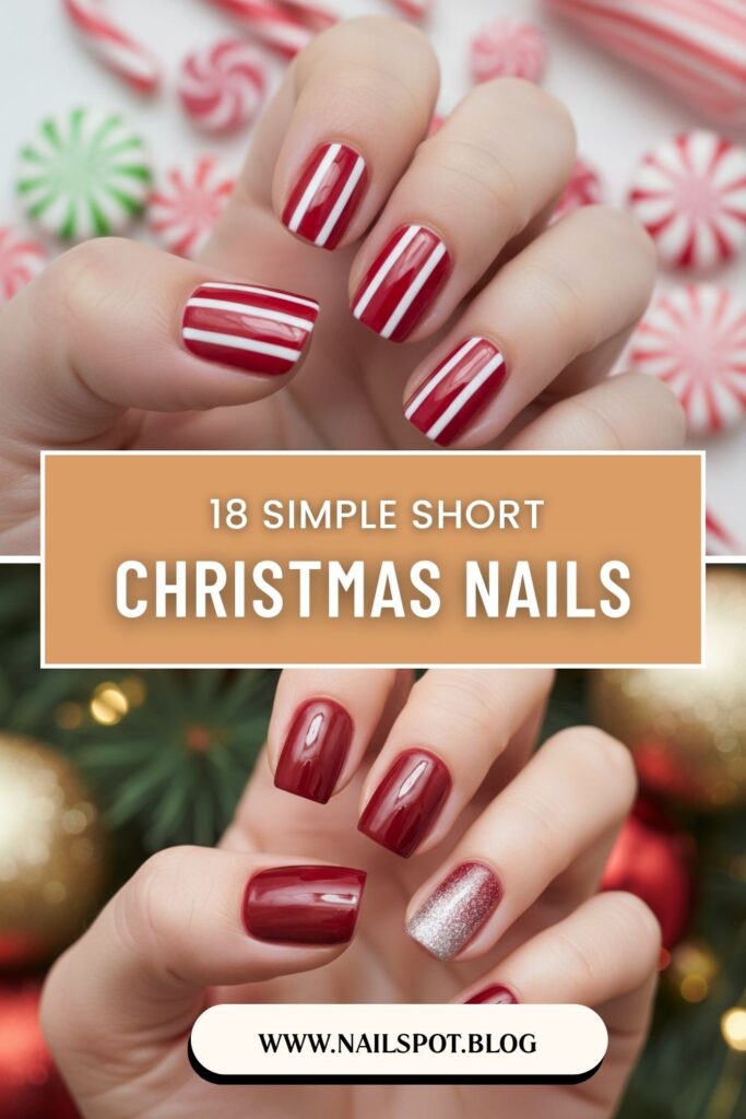 simple short Christmas nails