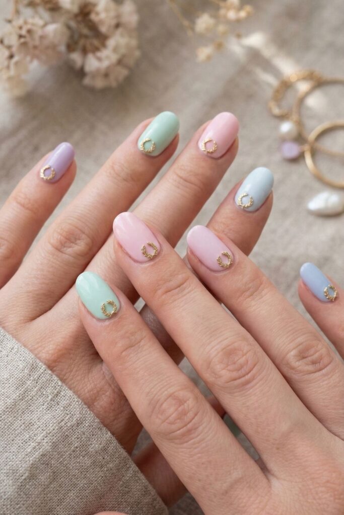 Metallic Wreath Ring Details Nails