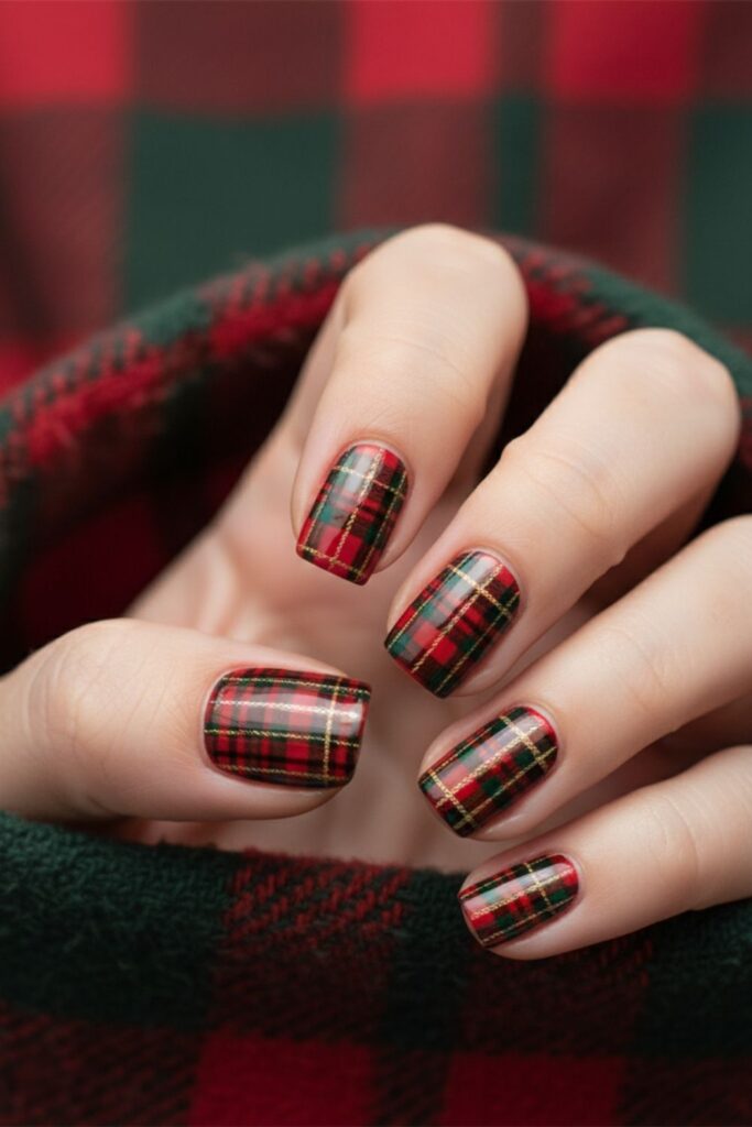 Cozy Plaid Nails