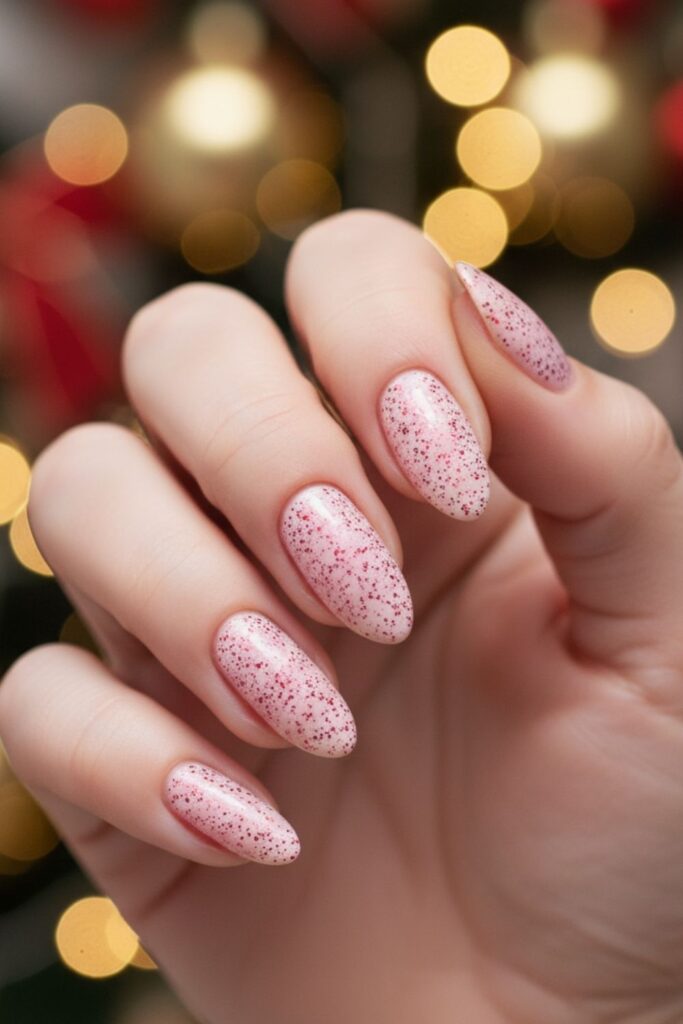 Light Pink Base with Red Glitter Flicks