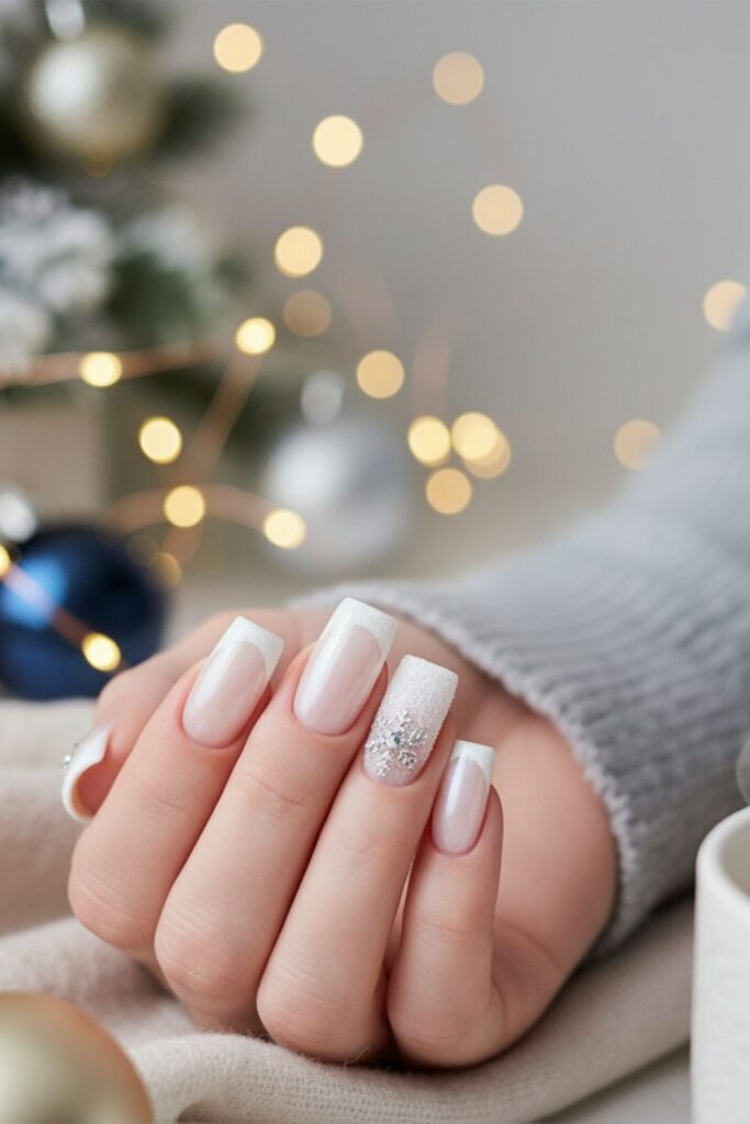 Frosted French Square Nails