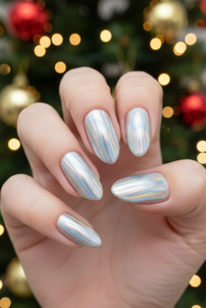 Silver Holographic Base Nails