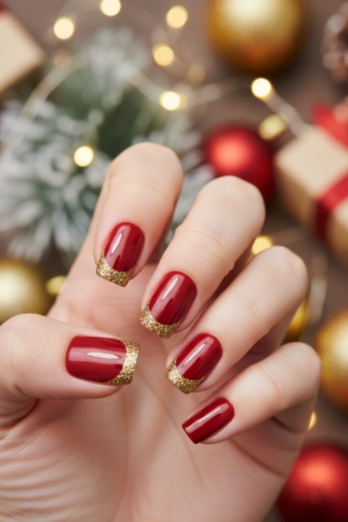 Glitter Half-Moon Reverse Nails