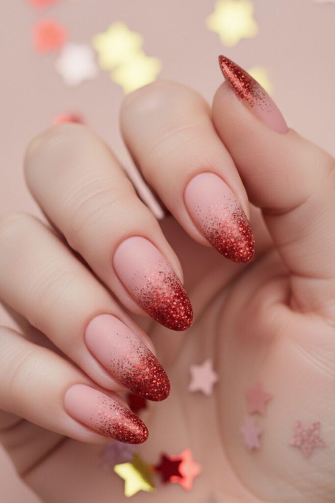 Red Glitter Ombre Nails
