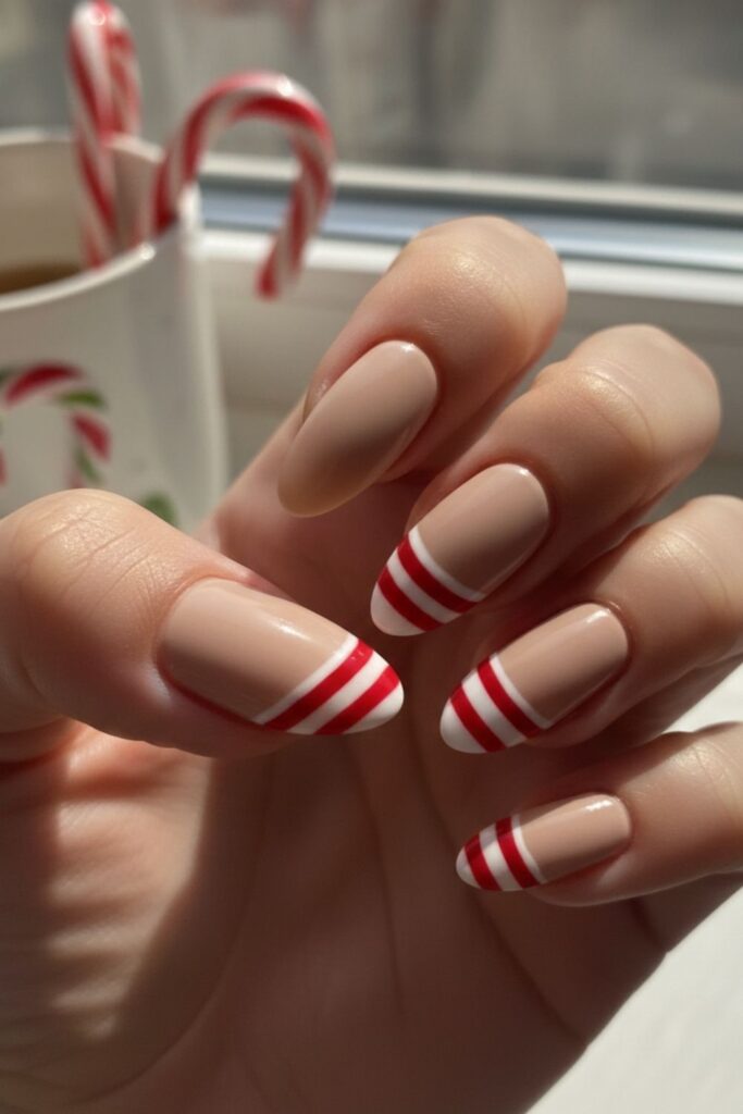 Candy Cane French Twist Nails