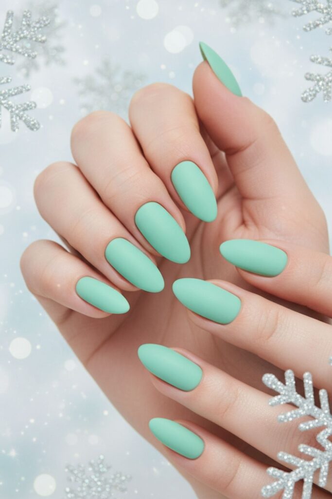 Frosty Mint Almond Nails