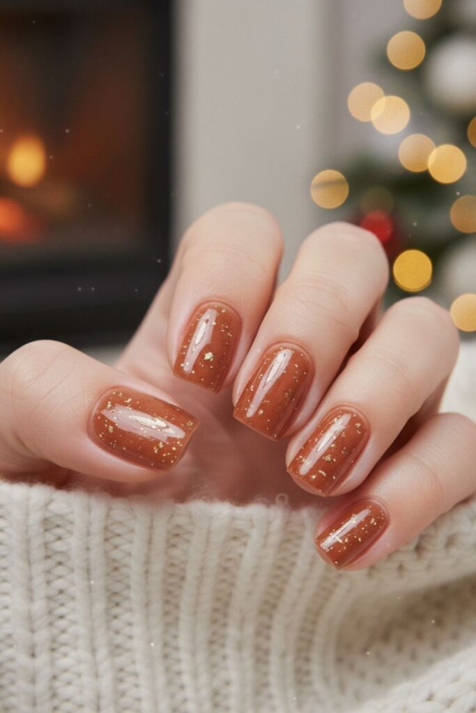 Warm Cinnamon Nude Nails