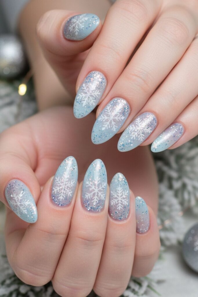 Sprinkled With Snow Nails