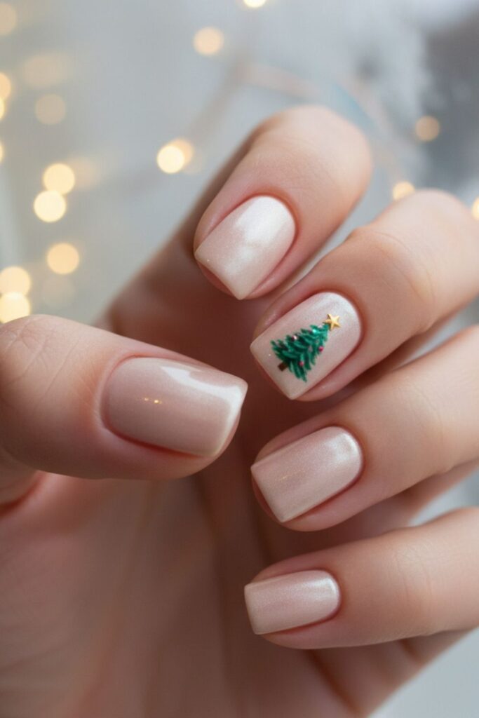 Mini Christmas Tree Accent Nails