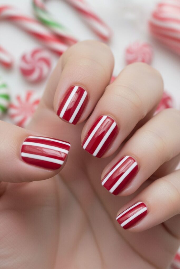 Candy Cane Spark Nails